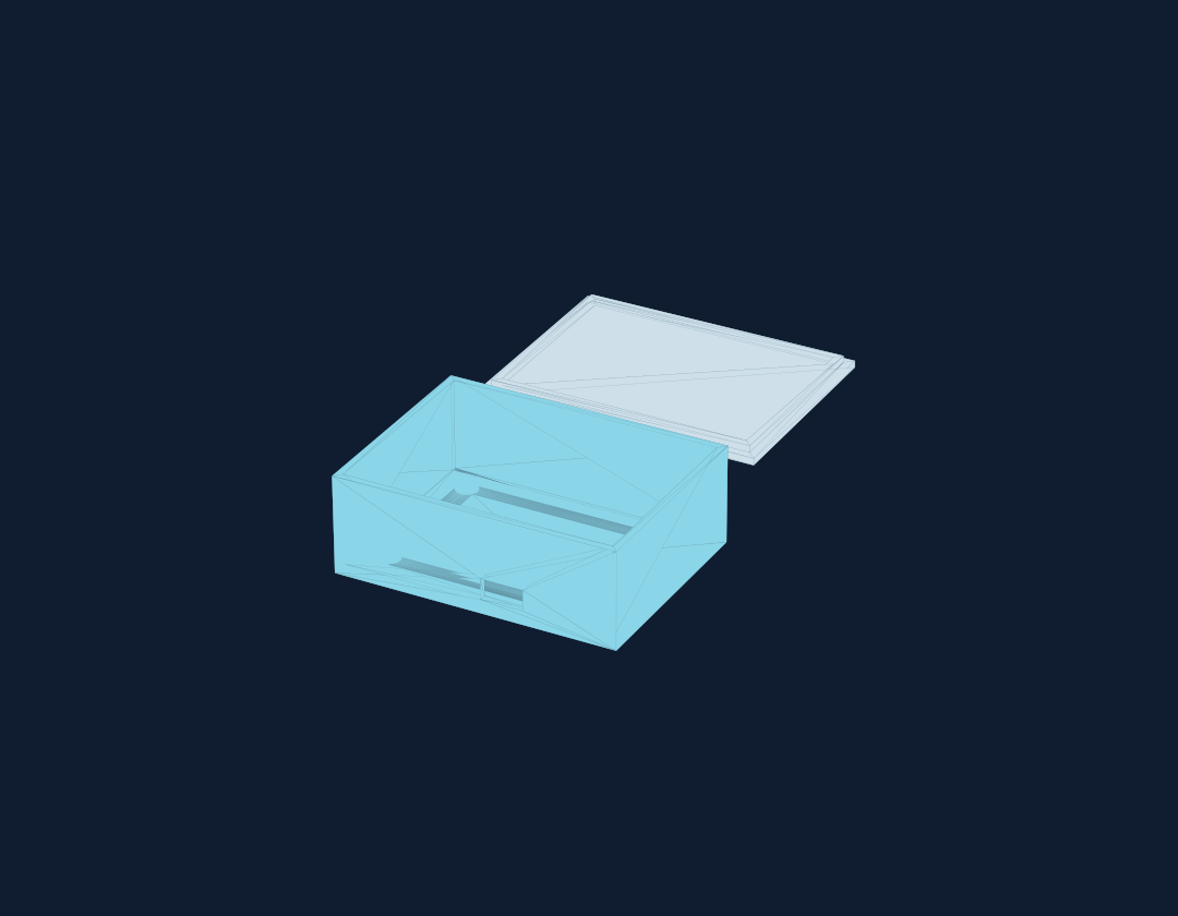 Illustrative Partvo enclosure CAD model with a separate lid